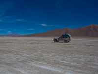 view--jeep in salar de chiguana Laguna Colorado, Potosi Department, Bolivia, South America