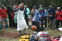dancing porters Kilimanjaro, East Africa, Tanzania, Africa