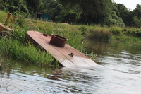 sunken iron boat Murchison Falls, East Africa, Uganda, Africa