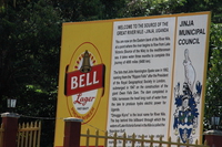 source of nile billboard Jinja, East Africa, Uganda, Africa