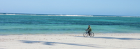 lone biker on beach Zanzibar, East Africa, Tanzania, Africa