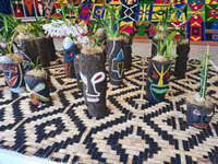 Orchid Display with Tribal Art Planters 