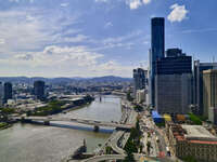 Aerial View of Brisbane City and River 