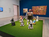 Ceramic dog sculptures exhibit 