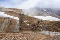 Hrafntinnusker hiking togehter South,  Iceland, Europe