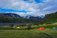 Langidalur hut camp site South,  Iceland, Europe