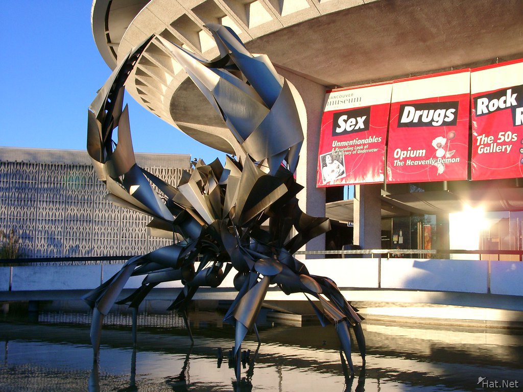 giant crab in front of space center