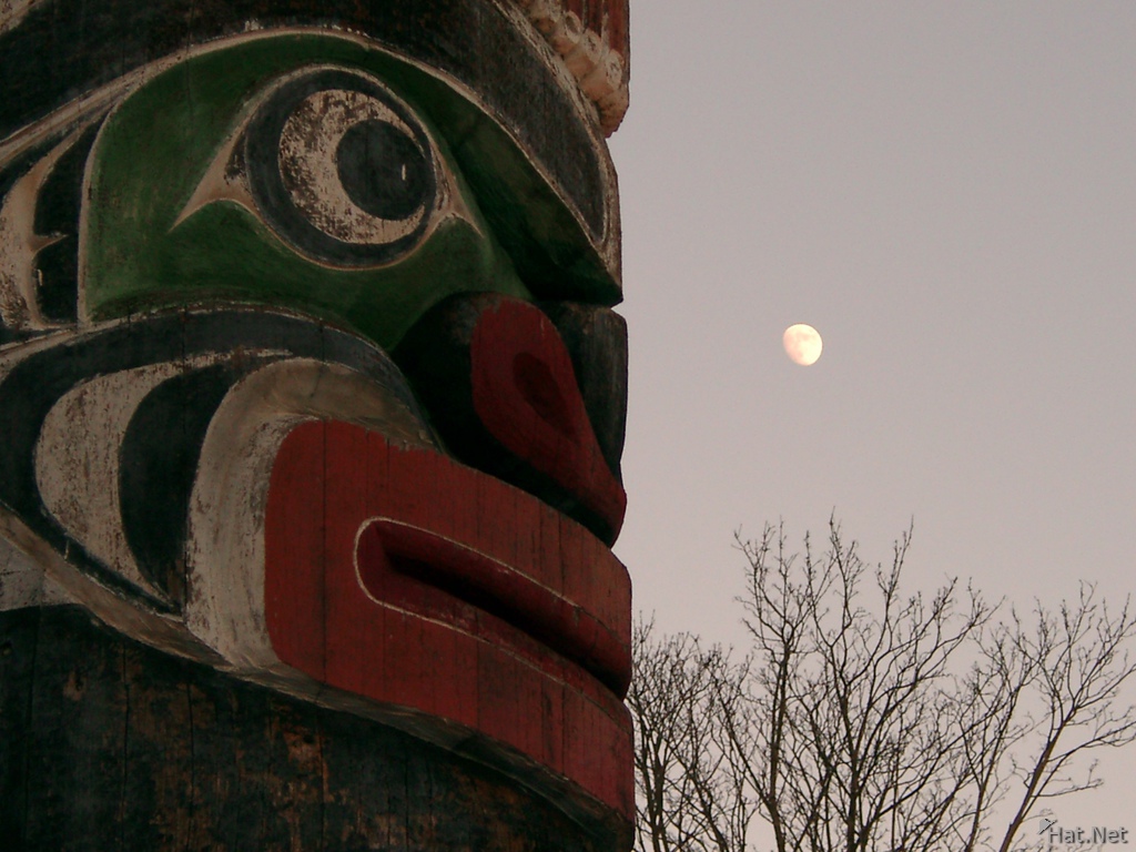 totem and moon closeup