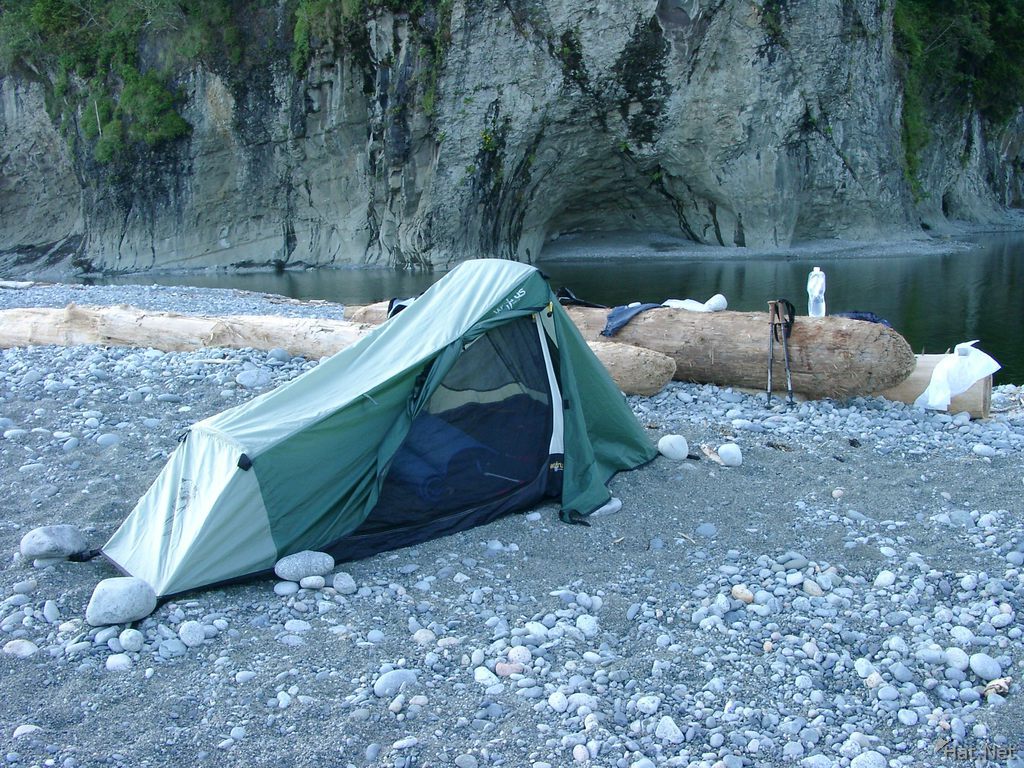 my tent looking at the cave