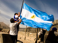 raising argentina flag Iruya, Jujuy and Salta Provinces, Argentina, South America