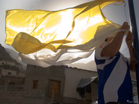 view--iruya flag Iruya, Jujuy and Salta Provinces, Argentina, South America