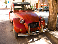 red antique car Tilcara, Jujuy and Salta Provinces, Argentina, South America