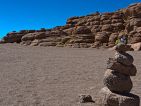 desert of siloli stone pile Laguna Colorado, Potosi Department, Bolivia, South America