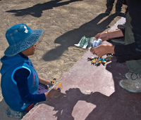 child play Laguna Colorado, Potosi Department, Bolivia, South America