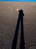 view--my shadow and salar de uyuni Laguna Colorado, Potosi Department, Bolivia, South America
