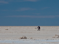 salt worker in colchani Salar de Uyuni, Potosi Department, Bolivia, South America
