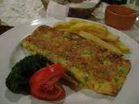 food--vegetarian omelet in la posada Sucre, Santa Cruz Department, Bolivia, South America