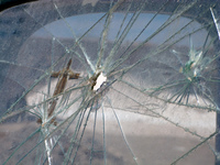 broken window of the old truck Salar de Uyuni, Potosi Department, Bolivia, South America