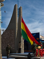 flag raising ceremony Uyuni, Potosi, Potosi Department, Bolivia, South America