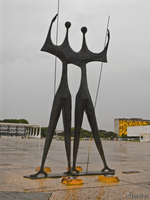 view--twin warrior statues Brasilia, Goias (GO), Brazil, South America