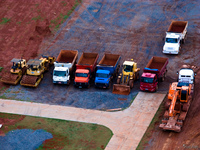 view--brasilia construction vehicles Sao Jorge, Brasilia, Goias (GO), Brazil, South America