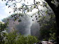 mist of waterfall Sao Jorge, Goias (GO), Brazil, South America