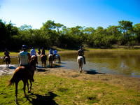 river crossing on horse Fazenda Santa Clara, Mato Grosso do Sul (MS), Brazil, South America