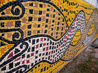 yellow snake wall Sao Paulo, Sao Paulo State, Brazil, South America