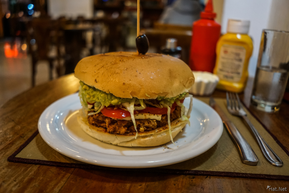 Food--Veggie burger at Colonial Restaurant