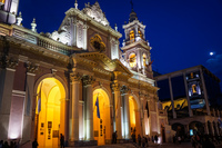 Salta Cathedral at night from front Salta,  Salta,  Argentina, South America