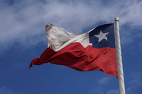 Chilean flag on El Morro Arica,  Región de Arica y Parinacota,  Chile, South America
