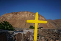 Yellow cross of El Morro Arica,  Región de Arica y Parinacota,  Chile, South America