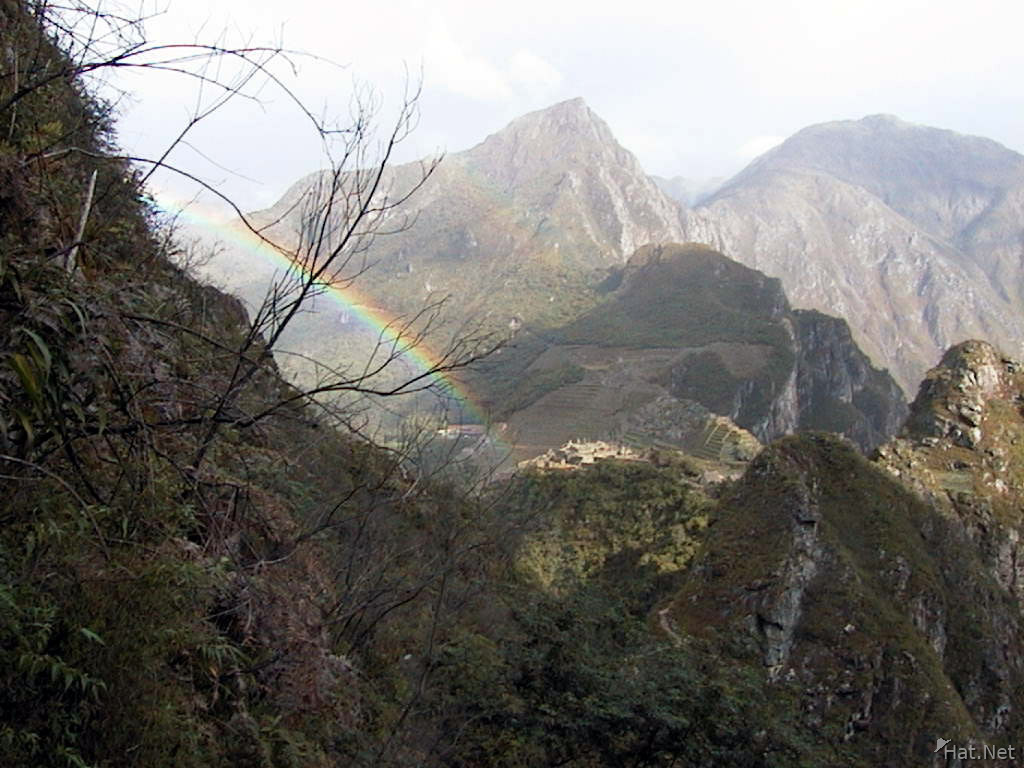 rainbow across machu picchu